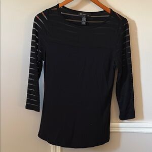 INC International Concepts Black with sheer 3/4 in sleeves